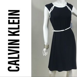 NWT B/W Stylish A-line Dress W/ Belt - Size 10